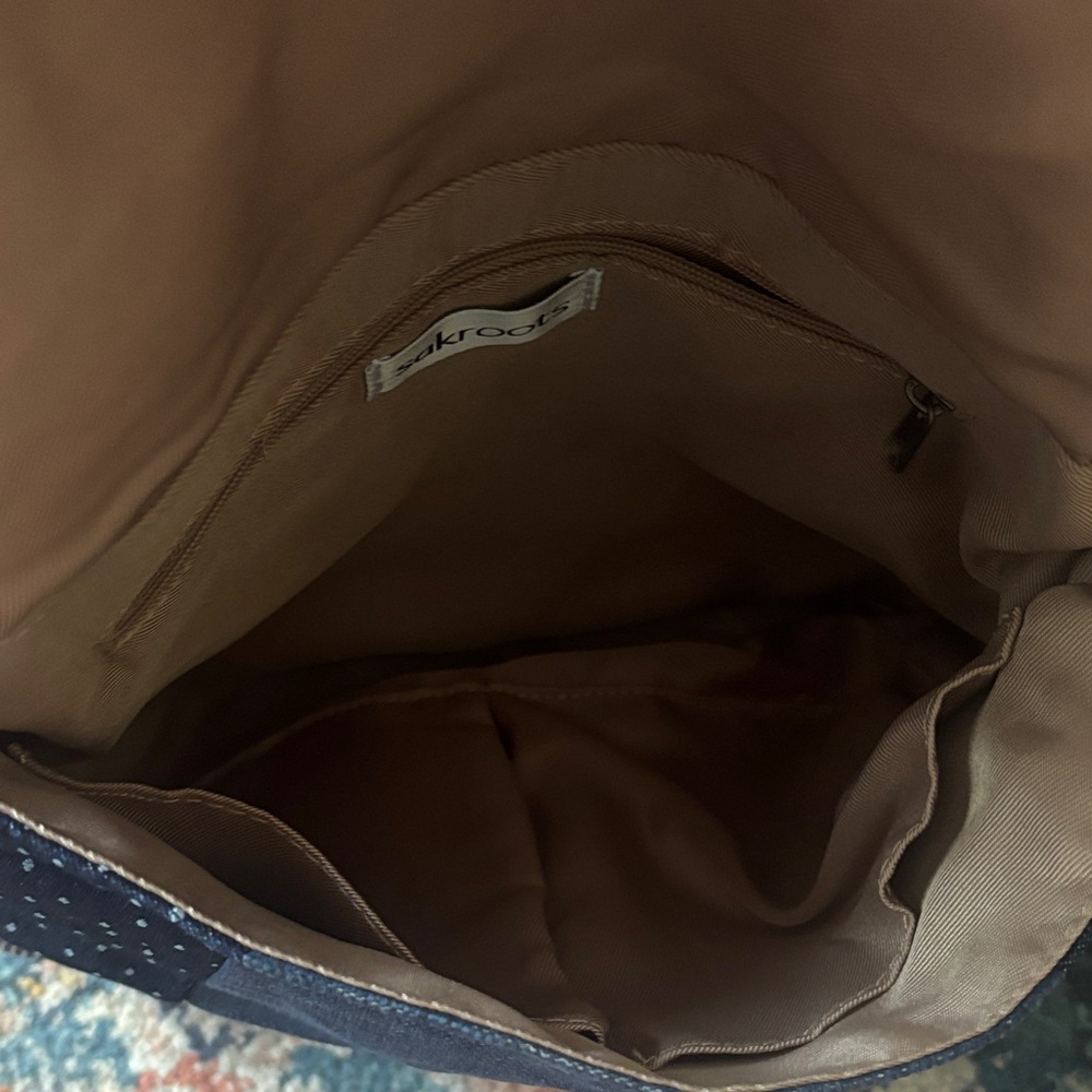 Sakroots Navy and Brown Floral Shoulder Bag - Picture 7 of 12